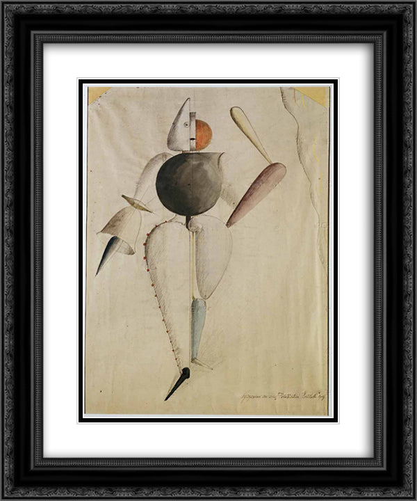 Preliminary sketch for the Triadic Ballet 20x24 Black Ornate Wood Framed Art Print Poster with Double Matting by Schlemmer, Oskar