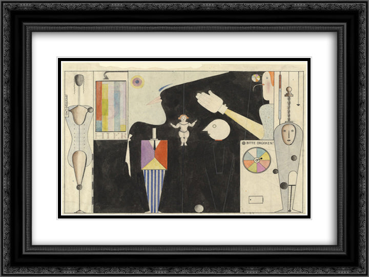 The Figural Cabinet (Das figurale Kabinett) 24x18 Black Ornate Wood Framed Art Print Poster with Double Matting by Schlemmer, Oskar