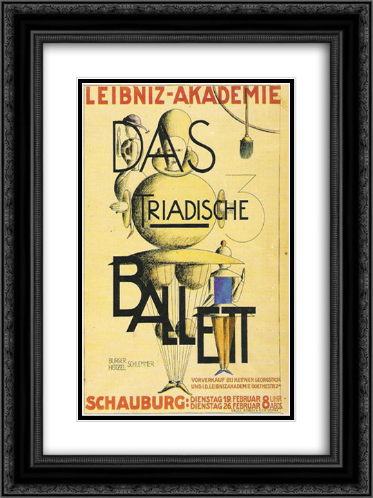 The Triadic Ballet 18x24 Black Ornate Wood Framed Art Print Poster with Double Matting by Schlemmer, Oskar