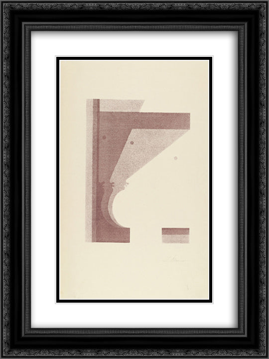 Three Profiles, the One in the Middle Vertical (Drei Profile, das mittlere senkrecht) 18x24 Black Ornate Wood Framed Art Print Poster with Double Matting by Schlemmer, Oskar