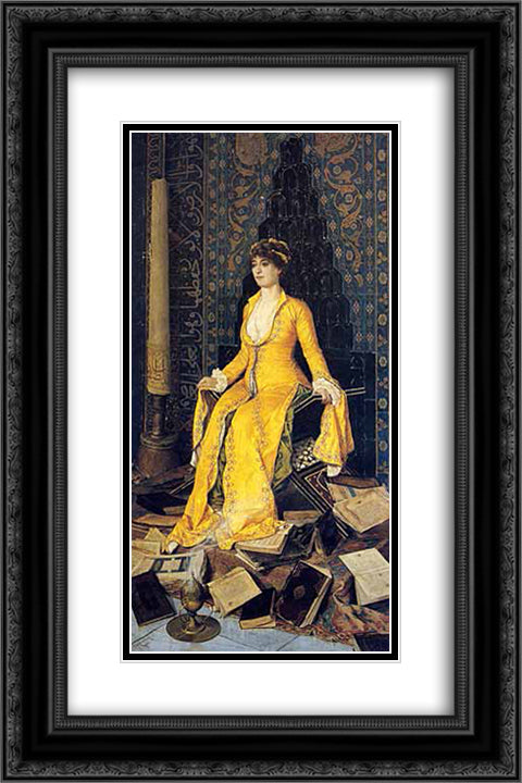 Mihrap 16x24 Black Ornate Wood Framed Art Print Poster with Double Matting by Hamdi, Osman