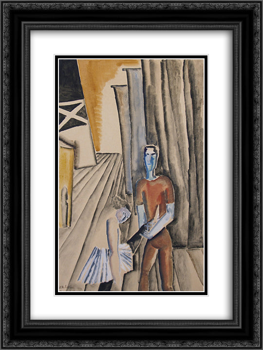 Backstage at the Casino de Paris 18x24 Black Ornate Wood Framed Art Print Poster with Double Matting by Zadkine, Ossip