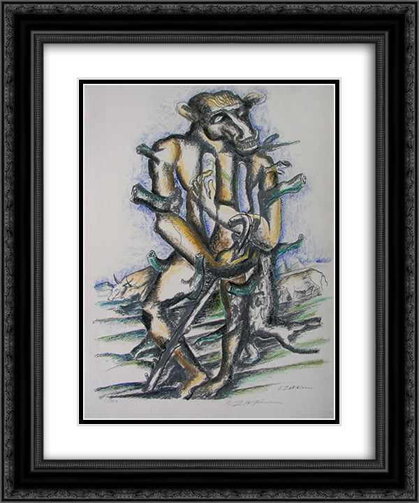 Geryon 20x24 Black Ornate Wood Framed Art Print Poster with Double Matting by Zadkine, Ossip