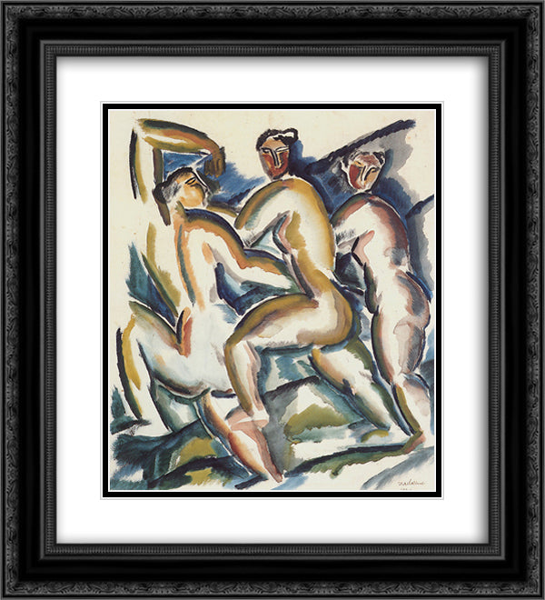 Study of Women 20x22 Black Ornate Wood Framed Art Print Poster with Double Matting by Zadkine, Ossip