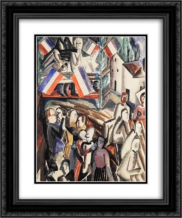 The Ball July 14 20x24 Black Ornate Wood Framed Art Print Poster with Double Matting by Zadkine, Ossip