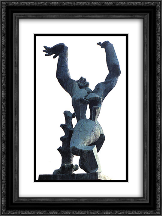 The city destroyed 18x24 Black Ornate Wood Framed Art Print Poster with Double Matting by Zadkine, Ossip