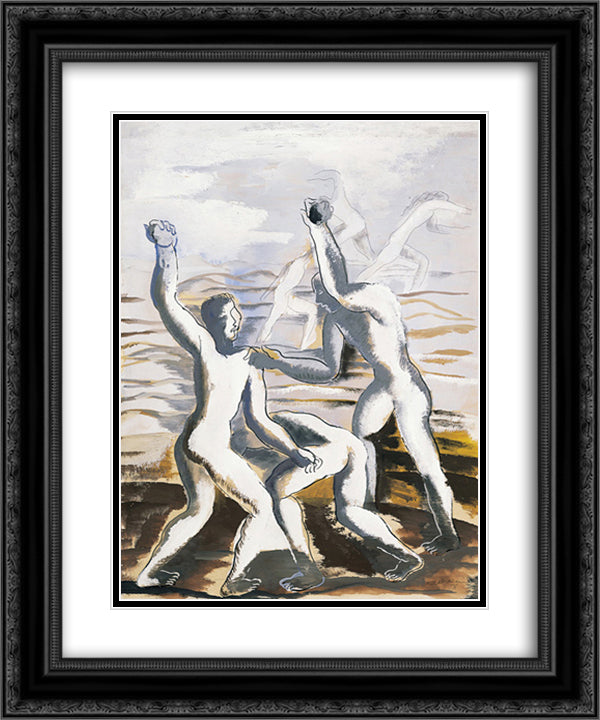 The fight 20x24 Black Ornate Wood Framed Art Print Poster with Double Matting by Zadkine, Ossip