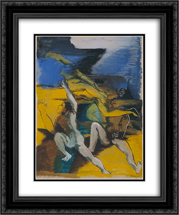 Three personages 20x24 Black Ornate Wood Framed Art Print Poster with Double Matting by Zadkine, Ossip
