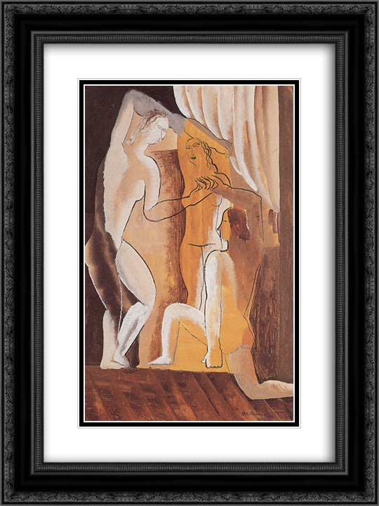 Three women in an interior 18x24 Black Ornate Wood Framed Art Print Poster with Double Matting by Zadkine, Ossip