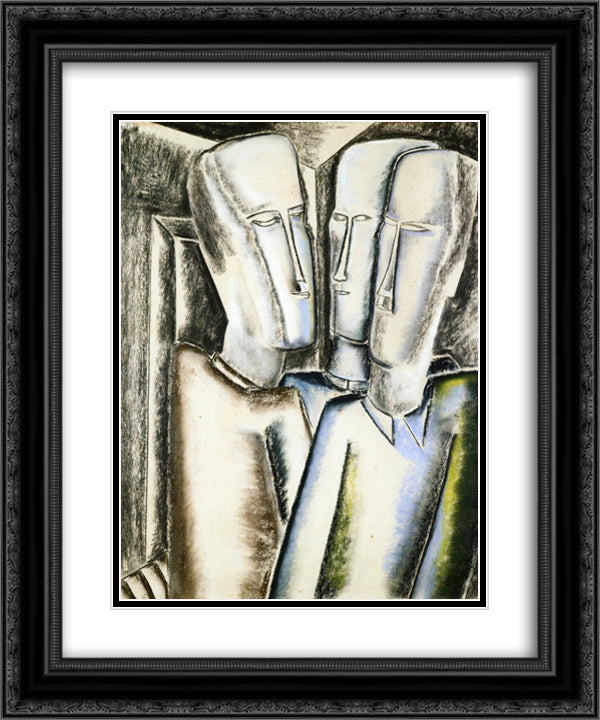 Three Men 20x24 Black Ornate Wood Framed Art Print Poster with Double Matting by Zadkine, Ossip