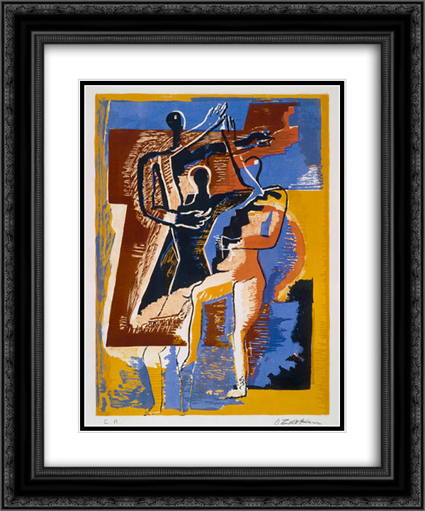 Visitors to the sun 20x24 Black Ornate Wood Framed Art Print Poster with Double Matting by Zadkine, Ossip