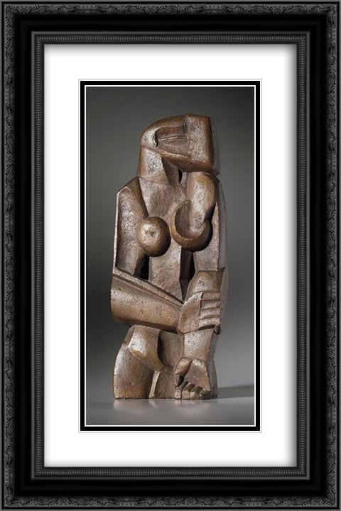 Woman standing 16x24 Black Ornate Wood Framed Art Print Poster with Double Matting by Zadkine, Ossip