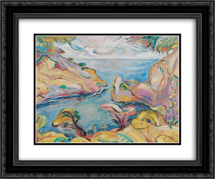 Calanque du Mugel a la Ciotat 24x20 Black Ornate Wood Framed Art Print Poster with Double Matting by Friesz, Othon