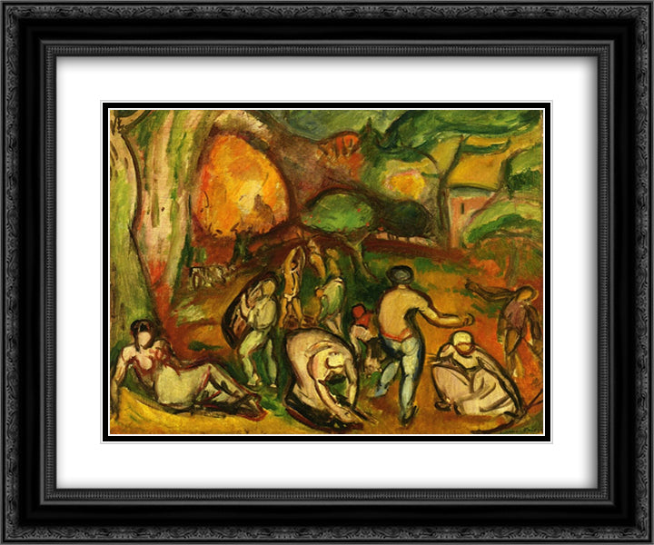 Figures in a Landscape 24x20 Black Ornate Wood Framed Art Print Poster with Double Matting by Friesz, Othon