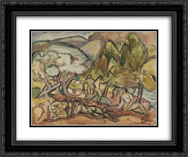 Landscape with Figures 24x20 Black Ornate Wood Framed Art Print Poster with Double Matting by Friesz, Othon