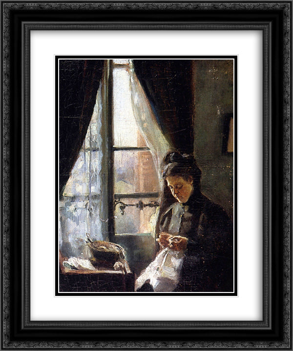 Portrait of the Artist's Mother 20x24 Black Ornate Wood Framed Art Print Poster with Double Matting by Friesz, Othon