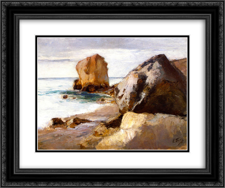 Rocky Coast 24x20 Black Ornate Wood Framed Art Print Poster with Double Matting by Friesz, Othon