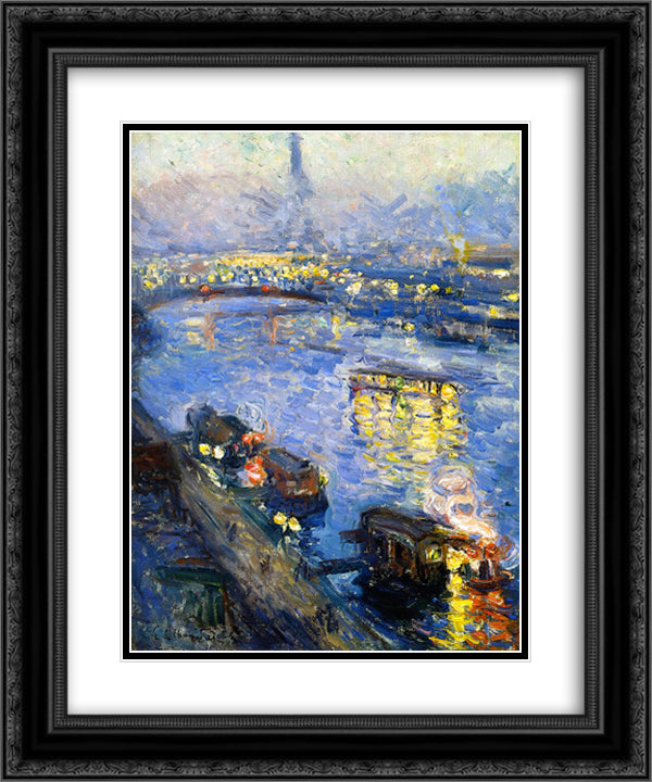 The Pont de Grenelle, Paris 20x24 Black Ornate Wood Framed Art Print Poster with Double Matting by Friesz, Othon