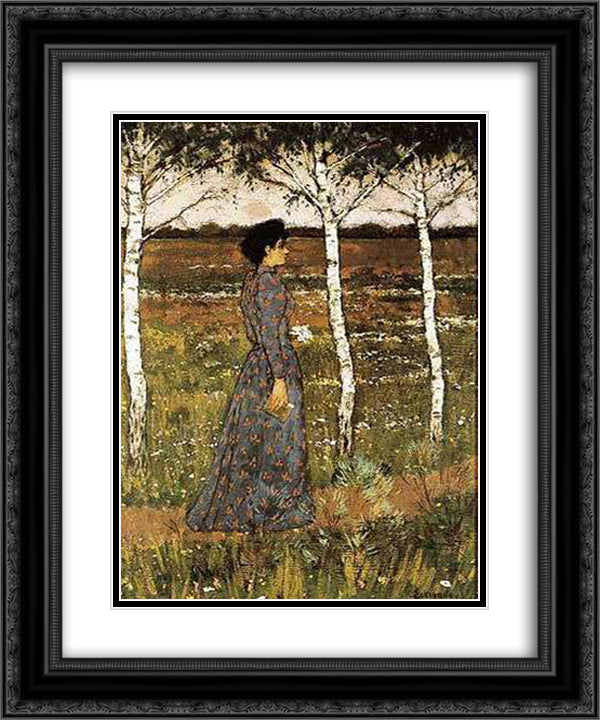 Fruhling 20x24 Black Ornate Wood Framed Art Print Poster with Double Matting by Eckmann, Otto