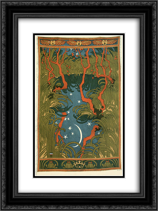 Waldteich 18x24 Black Ornate Wood Framed Art Print Poster with Double Matting by Eckmann, Otto