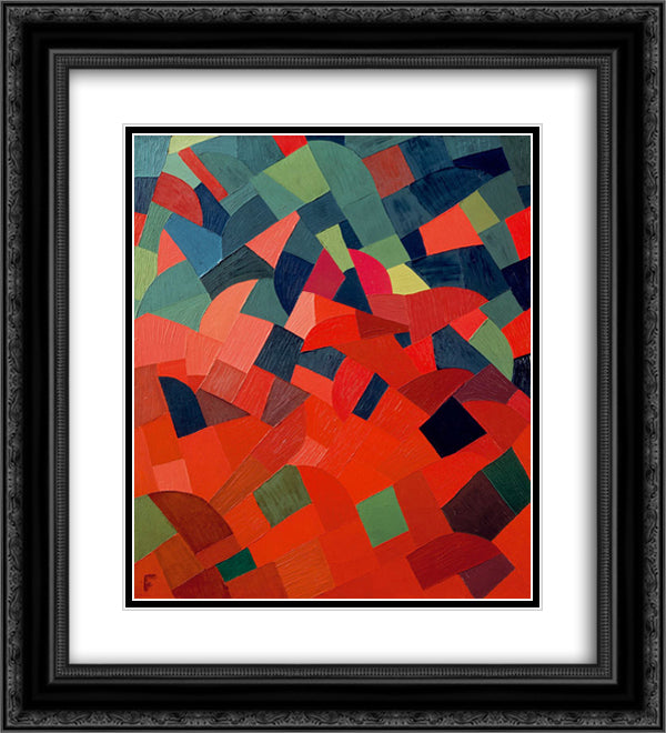 Grun-Rot 20x22 Black Ornate Wood Framed Art Print Poster with Double Matting by Freundlich, Otto
