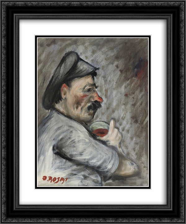 Drinking man 20x24 Black Ornate Wood Framed Art Print Poster with Double Matting by Rosai, Ottone