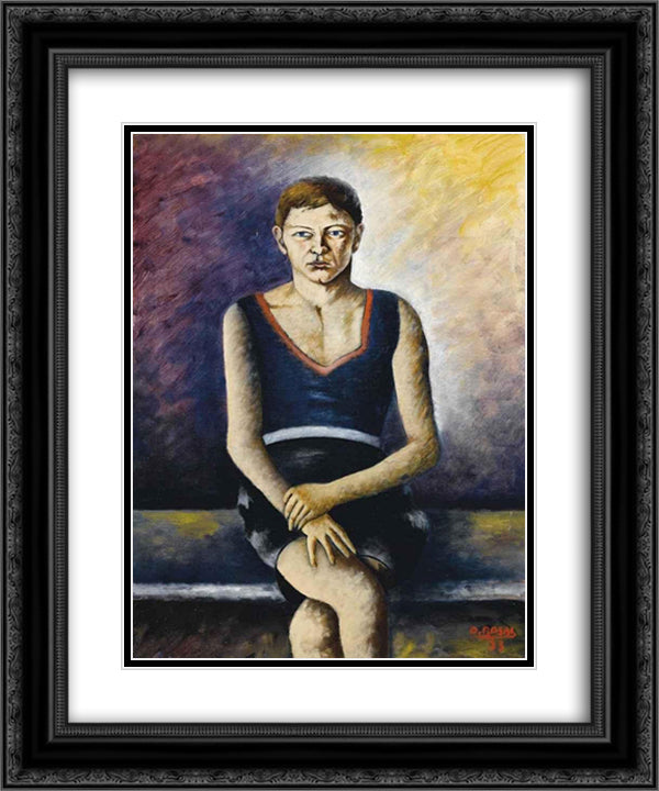 Ritratto di ragazzo (Ritratto di Donnini) 20x24 Black Ornate Wood Framed Art Print Poster with Double Matting by Rosai, Ottone