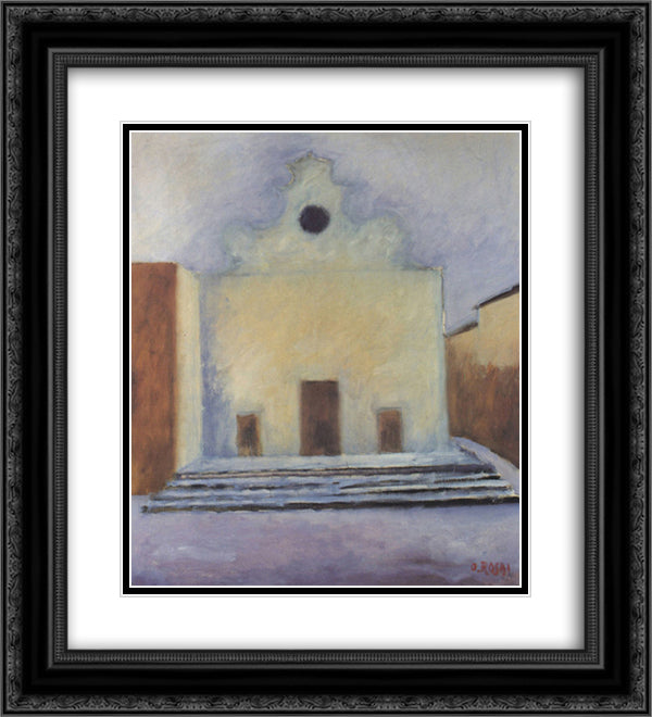 Santo Spirito 20x22 Black Ornate Wood Framed Art Print Poster with Double Matting by Rosai, Ottone
