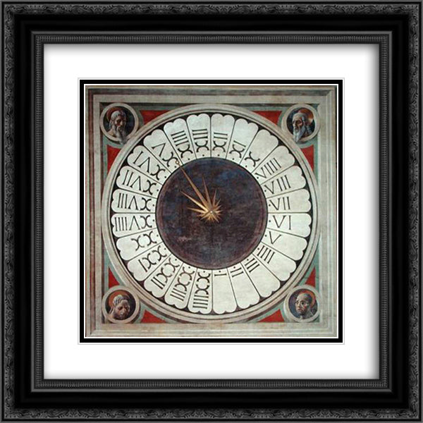 24 hours clock 20x20 Black Ornate Wood Framed Art Print Poster with Double Matting by Uccello, Paolo