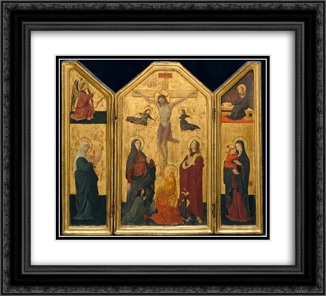 Crucifixion 22x20 Black Ornate Wood Framed Art Print Poster with Double Matting by Uccello, Paolo