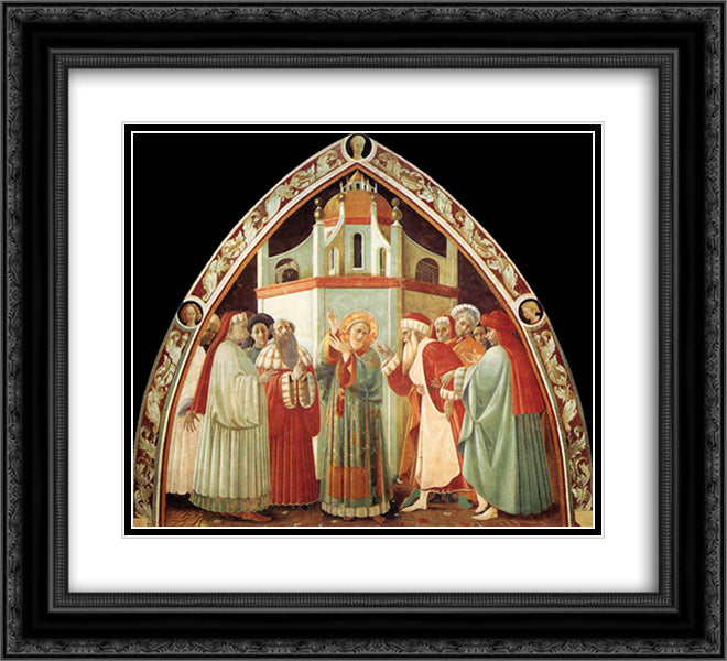 Disputation of St Stephen 22x20 Black Ornate Wood Framed Art Print Poster with Double Matting by Uccello, Paolo