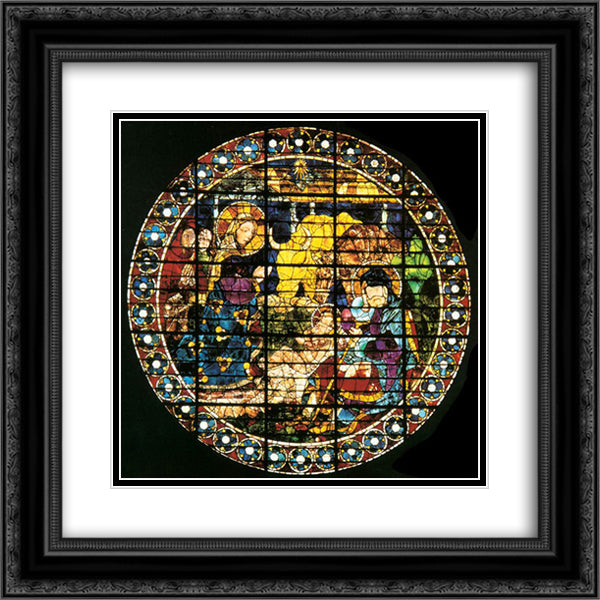 Oculus depicting The Nativity 20x20 Black Ornate Wood Framed Art Print Poster with Double Matting by Uccello, Paolo