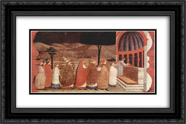 Procession of re-ordained in a church 24x16 Black Ornate Wood Framed Art Print Poster with Double Matting by Uccello, Paolo