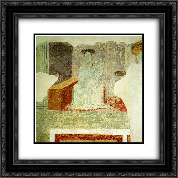 Scenes of Monastic Life 20x20 Black Ornate Wood Framed Art Print Poster with Double Matting by Uccello, Paolo