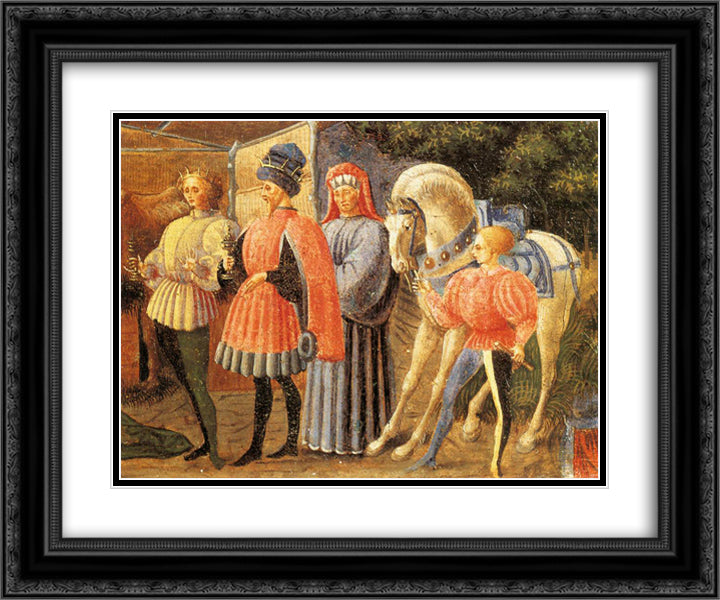 The Adoration of the Magi 24x20 Black Ornate Wood Framed Art Print Poster with Double Matting by Uccello, Paolo