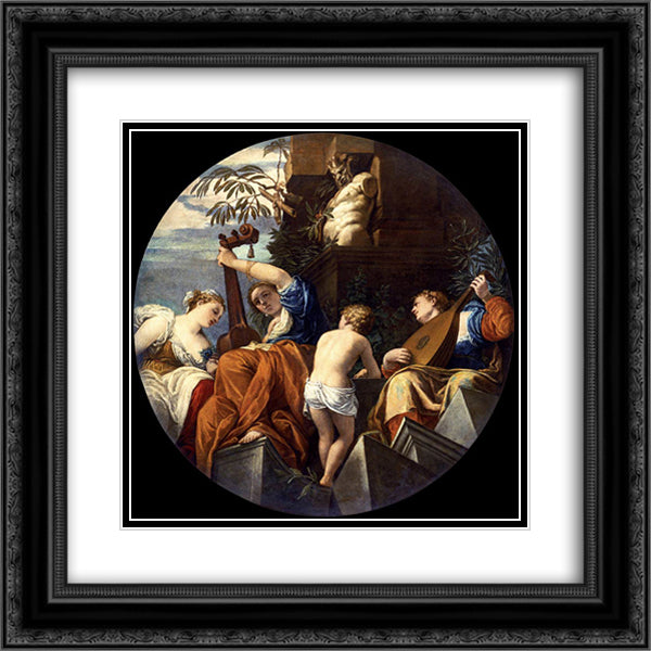 Music 20x20 Black Ornate Wood Framed Art Print Poster with Double Matting by Veronese, Paolo