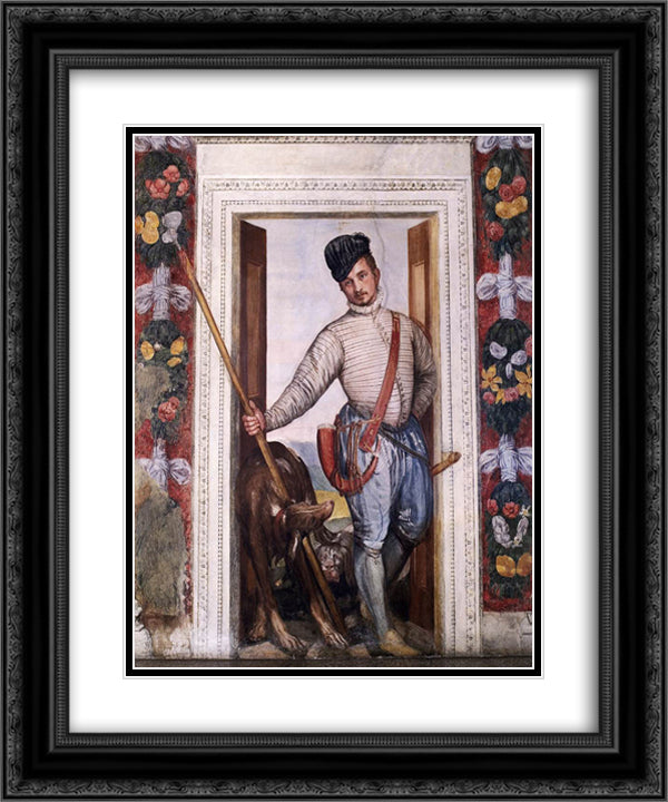 Nobleman in Hunting Attire 20x24 Black Ornate Wood Framed Art Print Poster with Double Matting by Veronese, Paolo