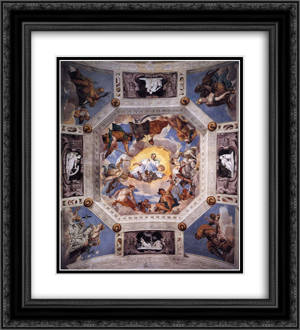 Olympus Room 20x22 Black Ornate Wood Framed Art Print Poster with Double Matting by Veronese, Paolo
