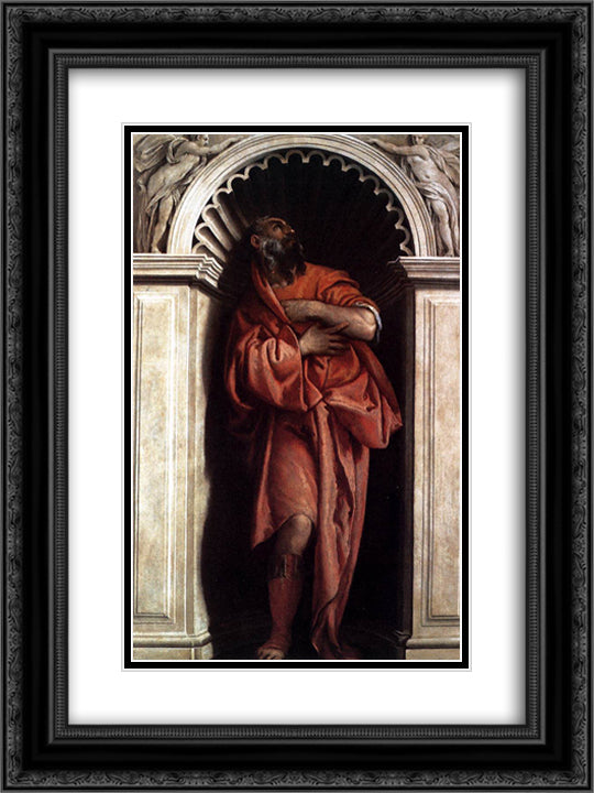 Plato 18x24 Black Ornate Wood Framed Art Print Poster with Double Matting by Veronese, Paolo