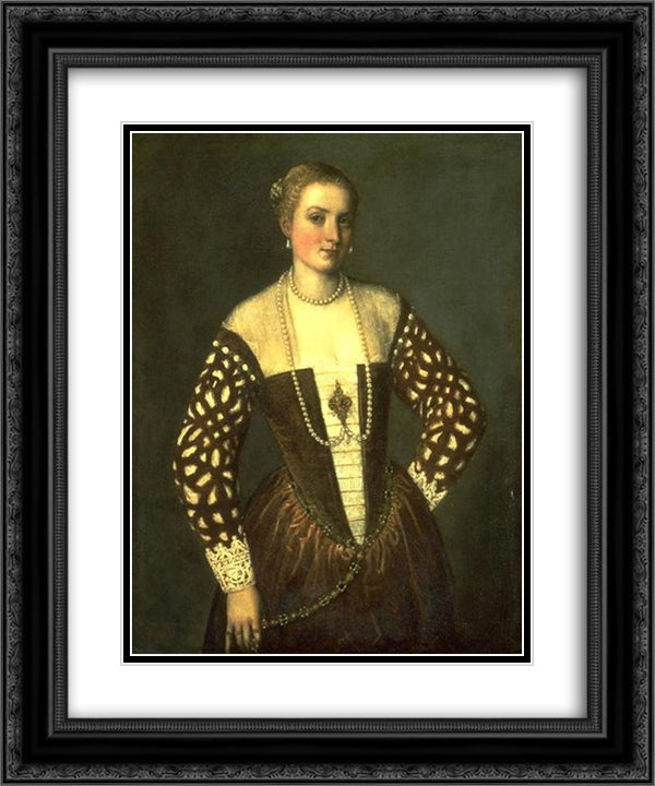 Portrait of a Lady 20x24 Black Ornate Wood Framed Art Print Poster with Double Matting by Veronese, Paolo
