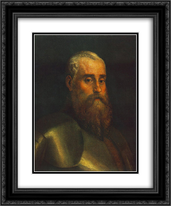 Portrait of Agostino Barbarigo 20x24 Black Ornate Wood Framed Art Print Poster with Double Matting by Veronese, Paolo
