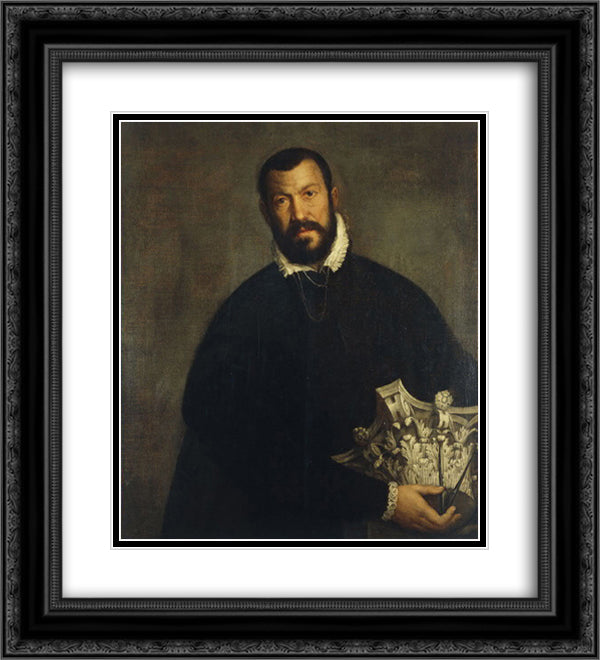 Portrait of architect Vincenzo Scamozzi 20x22 Black Ornate Wood Framed Art Print Poster with Double Matting by Veronese, Paolo
