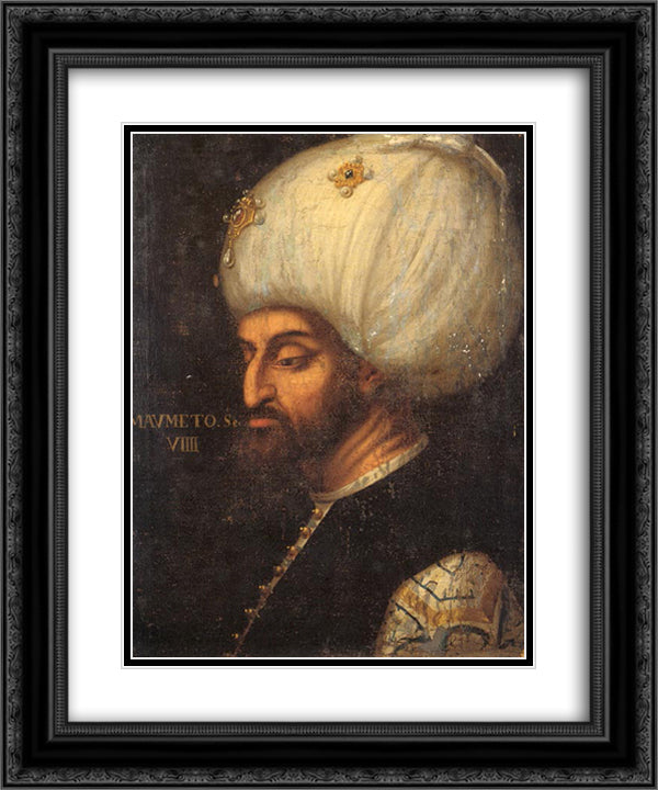 Portrait of Mehmed II 20x24 Black Ornate Wood Framed Art Print Poster with Double Matting by Veronese, Paolo