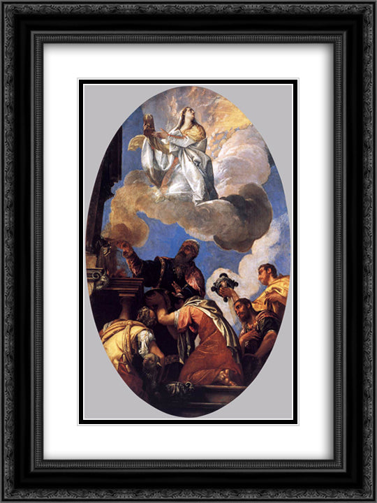 Religio and Fides (Religion and Faith) 18x24 Black Ornate Wood Framed Art Print Poster with Double Matting by Veronese, Paolo