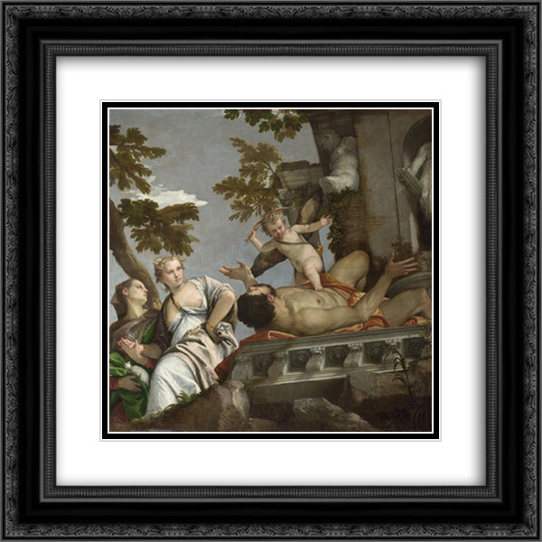Scorn 20x20 Black Ornate Wood Framed Art Print Poster with Double Matting by Veronese, Paolo