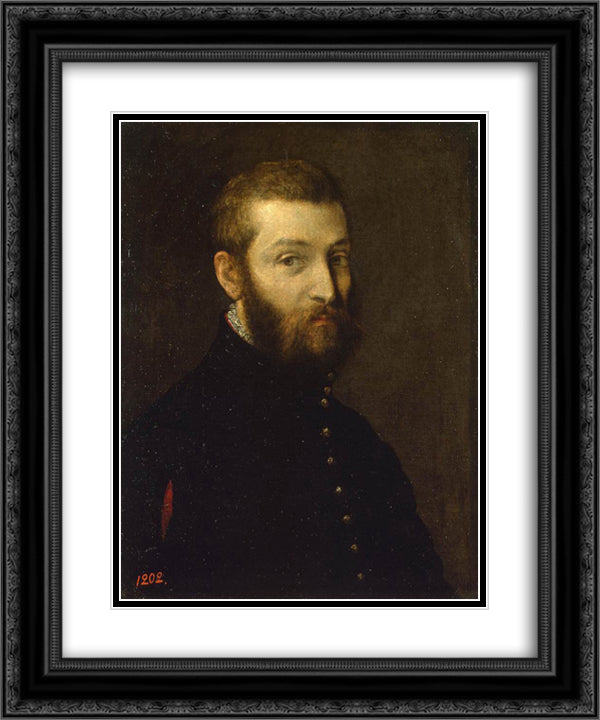 Self-Portrait 20x24 Black Ornate Wood Framed Art Print Poster with Double Matting by Veronese, Paolo