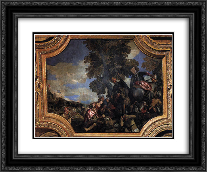 Siege of Scutari 24x20 Black Ornate Wood Framed Art Print Poster with Double Matting by Veronese, Paolo