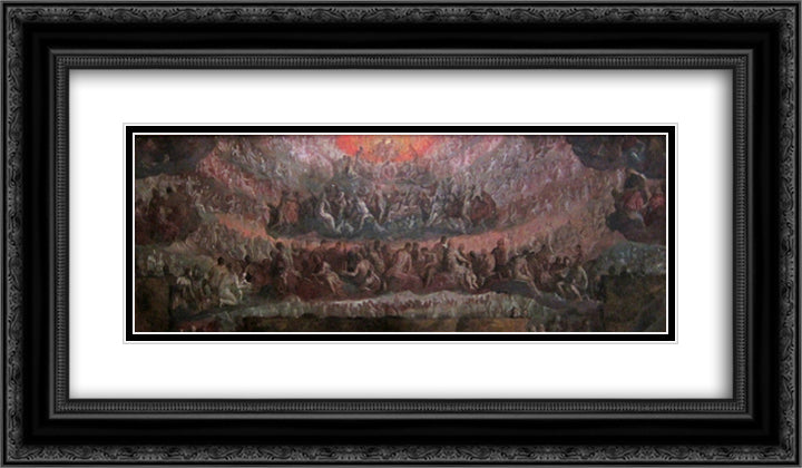 Sketch for Paradise (to decorate the room of the Grand Council of the ducal palace of Venice) 24x14 Black Ornate Wood Framed Art Print Poster with Double Matting by Veronese, Paolo