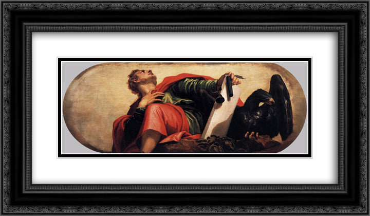 St John the Evangelist 24x14 Black Ornate Wood Framed Art Print Poster with Double Matting by Veronese, Paolo