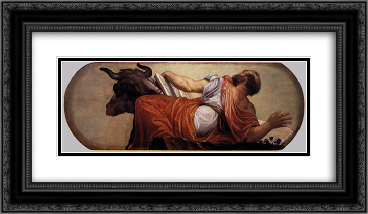 St Luke 24x14 Black Ornate Wood Framed Art Print Poster with Double Matting by Veronese, Paolo